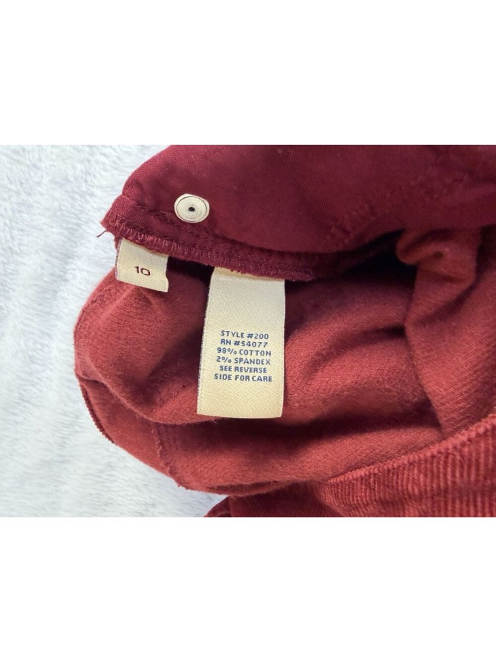 Cabi Corduroy Pants Womens Size 10 Burgundy Red Slim Jean Casual Stretch NWT - Picture 4 of 10